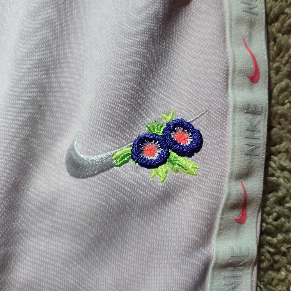 Nike Athletic Pants With Floral Embroidery